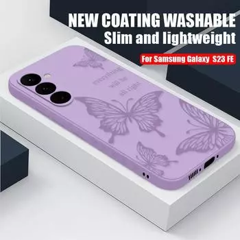 Чистый цветной чехол для Samsung Galaxy S24 S23 S22 Ultra S21 S23 Fe A53 A54 5G A23 A51 A71 Note 20 S10 с рисунком бабочки, защитный чехол для камеры, чехол для телефона Samsung S23 FE чёрный