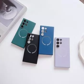 Чистый цветной жидкий силиконовый чехол для телефона для Samsung S24 Ultra S23 S22 Plus S21 FE, матовый магнитный мягкий чехол из ТПУ для противоударного чехла Magsafe Samsung S24 чёрный