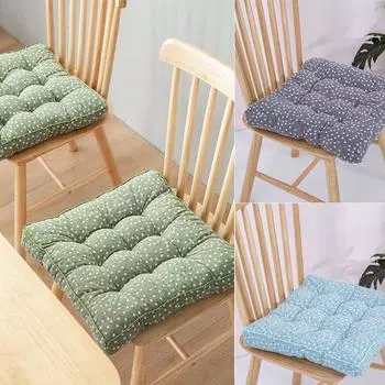 Чистый хлопок более толстая квадратная подушка для сиденья для обеденного патио домашнего офиса внутреннего дворика сада дивана подушка для ягодиц с ремешком 45x45x7cm зелёный