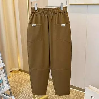 [Чистый хлопок] [Флис/без флиса] Брюки Харлан толстые мм свободные ноги больших размеров толстые и тонкие повседневные редиска XL