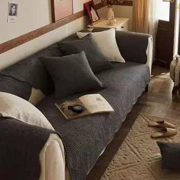 Чистый хлопок, однотонный, устойчивый к пятнам хлопок, всесезонная универсальная диванная подушка, простой нескользящий чехол для дивана, подушка для сиденья в гостиной 70*70cm