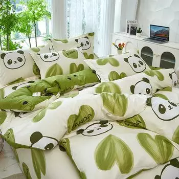 Чистый хлопок плотный начес комплект из трех предметов простыни для студенческого общежития пододеяльники постельное белье 1.2m 4-foot bed