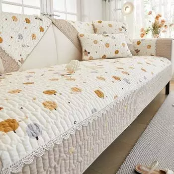 Чистый хлопок Весенний Китайский Противоскользящий Маленький Цветочный Тканевый Чехол на Подушку для Дивана Современный Хлопковый Чехол для Дивана Полотенце Круглый год Star Pumpkin (pure cotton) 70*70cm a piece