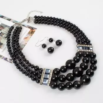 Чистый искусственный жемчуг ручной работы, модное преувеличенное женское ожерелье с бисером и многослойным воротником чёрный