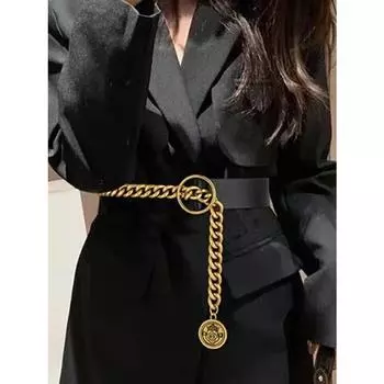 Чистый красный тонкий пояс, женская цепочка INS, украшение, 100 пар, платье-свитер, бесплатная перфорированная металлическая цепочка на талию 107cm чёрный