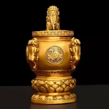 Чистый медный золотой лев, четыре божественных зверя, украшение для гостиной, кабинета, четыре основания лотоса Pixiu, украшения ручной работы