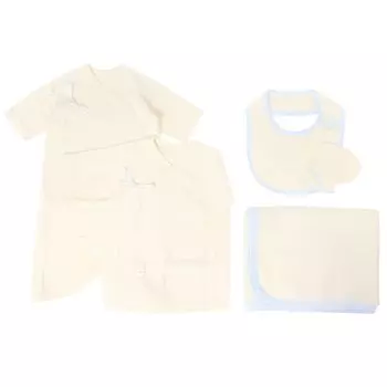 Чистый органический комплект для подготовки к родам из 5 предметов, синий, органический хлопок, сделано в Японии, детский, синий, PK800302 100% 50 см~60 см