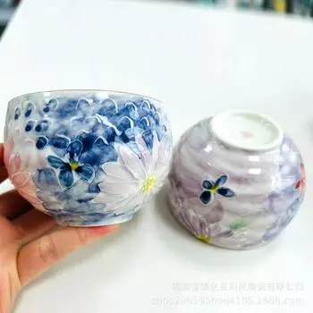 Чистый расписанный вручную пастелью чайный сервиз из керамики с подглазурной росписью, с рисунком цветка гибискуса, высокая ценность, тяжелая промышленность, чайник, набор чайных чашек