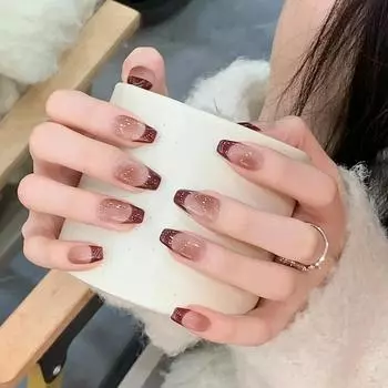 Чистый ручной работы фототерапевтический нейл-арт Лава Шоколад Ношение ногтей Готовый продукт Многоразовый патч для нейл-арта Для демонстрации белизны Extra small xs