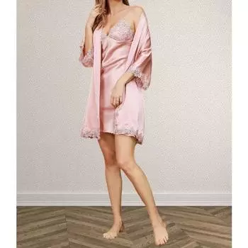 Чистый шелк вышитая ночная рубашка халат комплект из 2 предметов дизайнерские шелковые пижамные комплекты женская пижама сексуальный халат для душа кимоно M чёрный