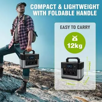 Чистый синусоидальный инвертор мощности 1200 Вт 12 В-30 В УМНЫЙ ЭКРАН ДИСПЛЕЯ Портативный источник питания для хранения энергии Технология множественной защиты M9-1200W-EU Socket чёрный