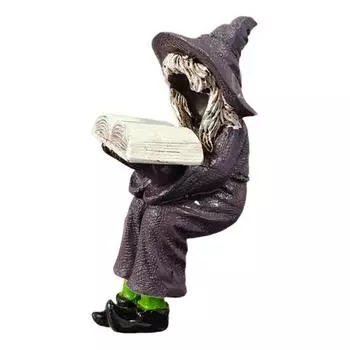 Читающая ведьма фигурка Хэллоуин полка сидит статуэтка ведьмы смола готическая ведьма коллекционный орнамент для дома книжная полка шкаф декор фиолетовый