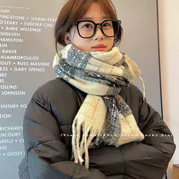 Chiti Red Plaid Scarf Total Lailu~ Knitted Warm Neck Protection And Cold Scarf Cream Ice Cream Scarf