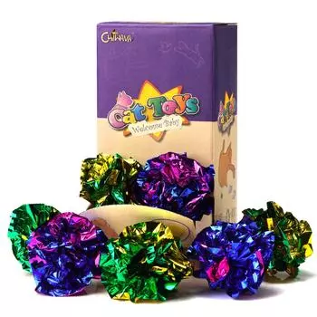 Chiwava 24 шт. 4 см Myra Ball Cat Toy Блестящий хрустящий мячик для котенка Хрустящая звуковая игрушка многоцветная