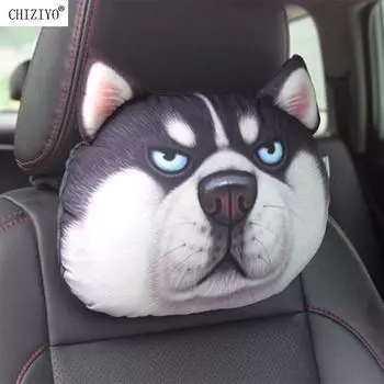 CHIZIYO новейшая 2024 3D-печатная подушка для шеи в виде плюшевой собаки-шнауцера, подголовник для автомобиля без наполнителя