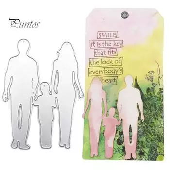 Член семьи Мужчины Женщины Мальчик Вырубной штамп для DIY Ремесло Скрапбукинг Альбом Бумажная открытка серебряный