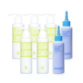 Cho Sung Ah Wonder Bath Lemon Green Cleanser Sugar & Lemon 120ml 5pcs + Meditherapy Blue Layer Azulene Ampoule 100ml 2pcs