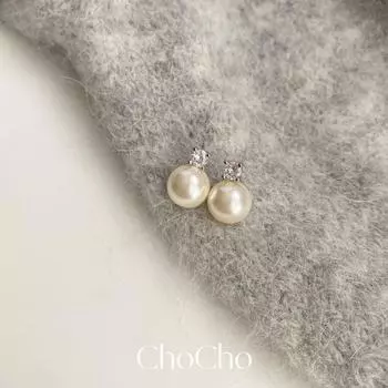 Chocho/Classic Diana Style Shijia Strong Light Pearl Stud Earrings Elegant Fancy Simple and Light Luxury Earrings Earrings Cream White 10mm 925 silver needle