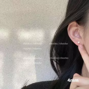 Chocho/S999 Sterling Silver Ear-Caring Petite Earrings Star Zircon Hypoallergenic Earring Bone Nail Special-Interest Earrings Women 4mm-S999 star pair