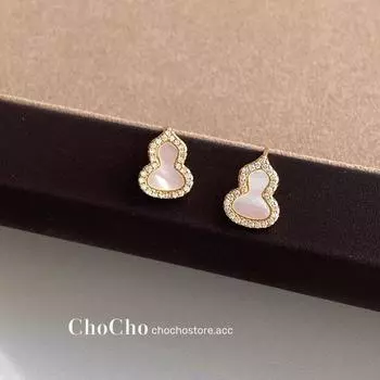 Chocho/White Fritillary Gourd Stud Earrings Elegant Light Luxury High-Grade Versatile Exquisite Niche Gentle Earrings Earrings White Fritillaria 925 silver needle