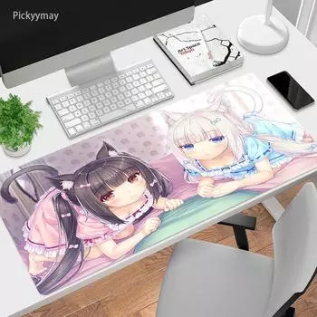 Chocola Nekopara ноутбук геймер коврик для мыши игровой коврик для мыши большой блокирующийся край клавиатуры 0x0 см настольный коврик Kawaii аниме коврик для мыши для девочек 22