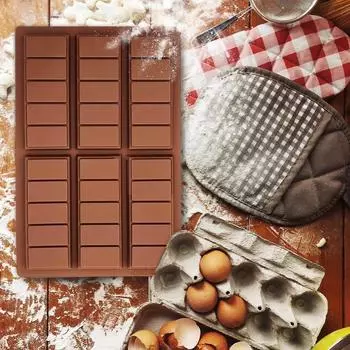 Chocolate Chip Mold Candy Bar Mold Chocolate Chip Freezer Rectangle Waffle Baking Mold Multifunctional Break-Apart Chocolate синий