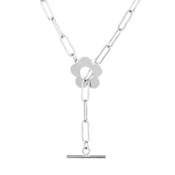 Чокер Цепочка на ключицу Женский Универсальный Модный Квадратная Цепь Застежка-ОТ Ожерелье с цветком