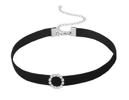 Чокер с бриллиантовым кругом, черный TU прозрачный