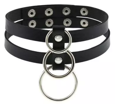 Чокер с тройными кольцами, черный TU прозрачный
