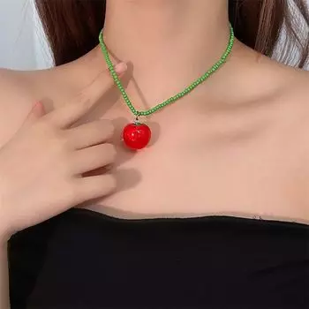 Чокер Сладкая Клубника Жемчуг Женское Ожерелье Подвеска Tomato Necklace