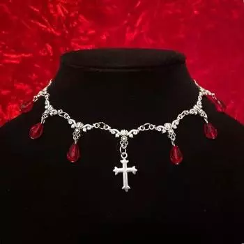 Чокеры с изображением укуса вампира, ожерелье с крестом, романтическое готическое, викторианское, великолепные ювелирные изделия, модные женские туфли, подарок на Хэллоуин 1