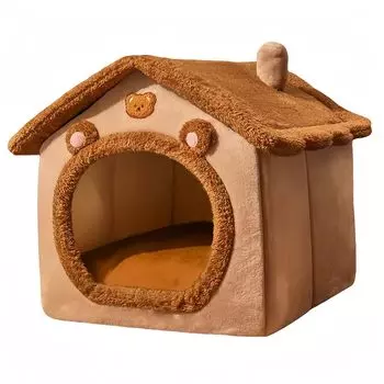 chookey Pet House Dog Cat House Dome Bed House Indoor Winter Cold Protection (Brown, M) коричневый