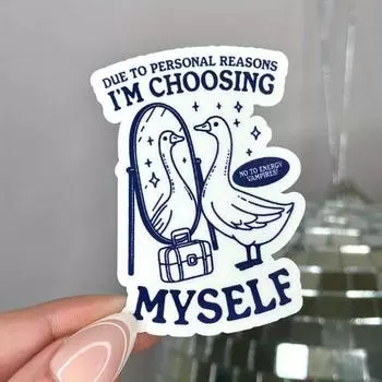 Choosing Myself Sticker, Self Love Gifts, Funny Sticker, Mental Health Stickers, Positivity, Waterproof Stickers, Kindle, e-Reader Sticker 3inch/7,.62cm 5pc