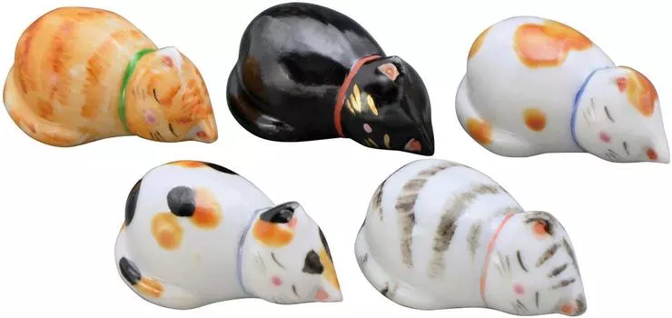 Chopstick rest multi 2 x box Hidamari cat HHN639 set Kyo-yaki Kiyomizu-yaki 3.5cm Shisen-gama (presentation included)