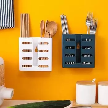 Chopsticks Cage Suction Cup Drain Rack Wall-mounted Kitchen Utensils Storage Organizer Fork Knife Spoon Holder Tableware Tools белый