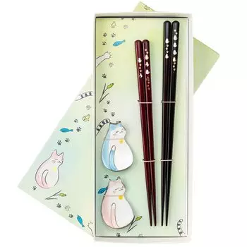 Chopsticks Dishwasher Safe Couple Chopsticks Natural Wood Pair Set 23cm 21cm Chopstick Rest Sanpomichi Black Wine Made in Japan S-86130