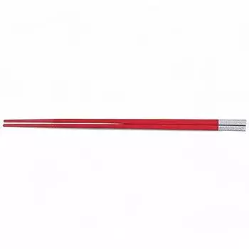 Chopsticks PBT250 Medium Round Tip Red Made in Japan Dishwasher Safe J-kitchens (Hashi) Japanese/Western OM/Silver