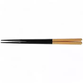 Chopsticks PBT Hexagonal Made in Japan Dishwasher Safe J-kitchens (Hashi) 20.5cm Black/Gold