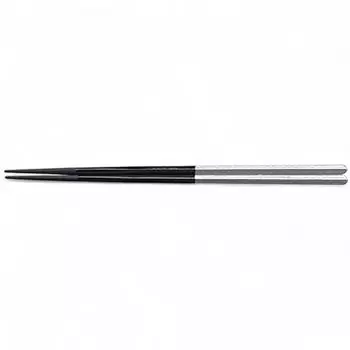 Chopsticks PBT Slim Pentagonal Made in Japan Dishwasher Safe J-kitchens (Hashi) 22.5cm Silver/Black