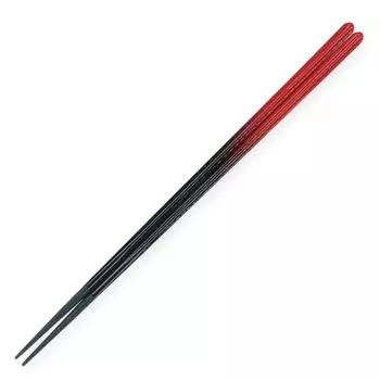 Chopsticks Vermilion Black Gradient Paint Made in Japan J-kitchens (Hashi) 22.5cm