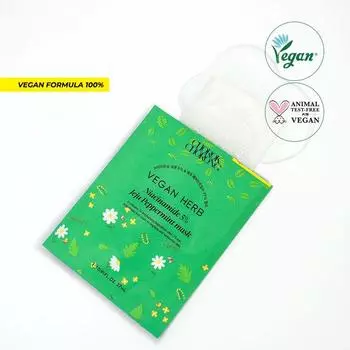 CHOROK CHORONG VEGAN HERB NIACINAMIDE 5% JEJU PEPPERMINT MASK 27 мл x 10 шт., Увлажнение, Корейская косметика, Kbeauty, образец