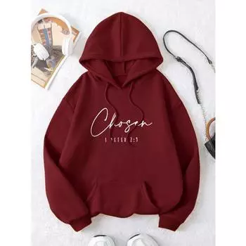 Chosen I Peter Letter Graphic Print Hoody Men Women New Fashion Hoodie Fleece Hip Hop Clothing Harajuku Fashion Hoodies Couple S фиолетовый