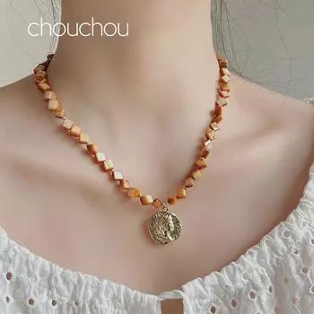 Chouchou Necklace European and American Entry Lux Niche Accessories Natural Baroque Pearl Fashion Exaggerated Vacation Clavicle Chain Gold Queen (extended chain 5cm)