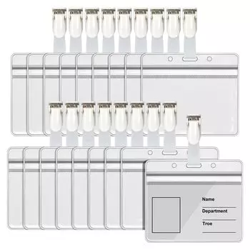 Chouiery 35 шт., зажим для именной бирки, держатель для имени, горизонтальный, белый, прозрачный, цветной, чехол для именной бирки, зажим для имени сотрудника, изготовленный из ПВХ