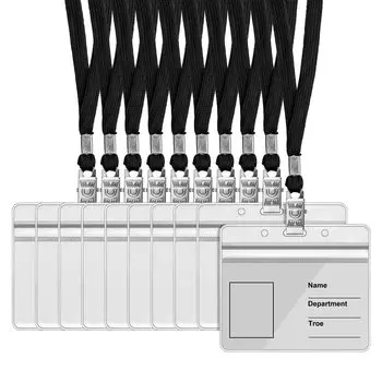 Chouiery Name 35 ID Card Neck Horizontal Hanging Name Tag Name Tag Card Neck Double Transparent Color Name Card Neck Business Employee Card Pass