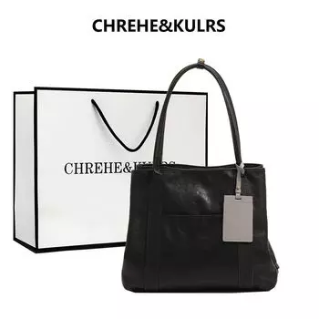 Chrehe & Kulrs Niche Style Large Capacity Totes Female 2025 New Arrival Super Hot Commuter Shoulder Bag Underarm Bag Black [counter genuine goods collection gift bag]]