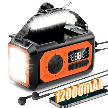 чрезвычайная ситуация, предотвращение стихийных бедствий, 12000 мАч, солнечная батарея, USB-порт, зарядное устройство, поставляется с наушниками, портативный компас SOS, чрезвычайная ситуация, большая емкость аккумулятора