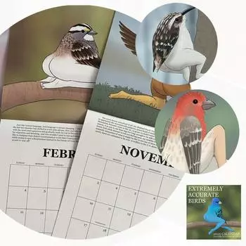 Чрезвычайно точный календарь птиц на 2025 год - настенный календарь птиц на 2025 год One Size