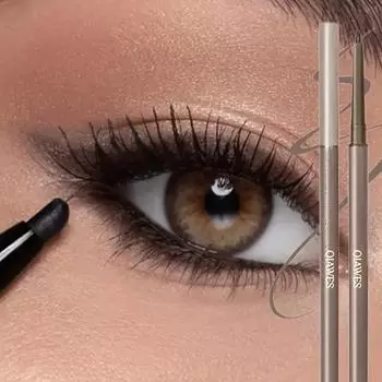 Чрезвычайно тонкая подводка для глаз Гелевая ручка Sleeper Silkworm 2-в-1 Водостойкий, устойчивый к поту Долговечный, не размазывающийся Черный коричневый карандаш для бровей для начинающих 01# Black Brown Edit