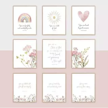 Christian Girl Nursery Wall Art Prints Bible Verse Poster Child of God Quote Canvas Painting Girl Gift Bay Girls Room Wall Decor 21cm30cm NoFrame